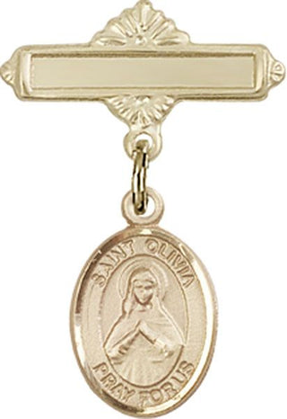 14kt Gold Filled Polished Badge Pin St. Olivia Baby Badge - Engravable