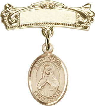 14kt Gold Filled Badge Pin St. Olivia Baby Badge - Engravable