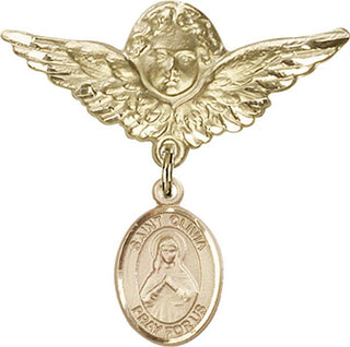 14kt Gold Filled Large Angel w/Wings St. Olivia Baby Badge - Engravable