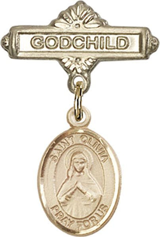 14kt Gold Godchild St. Olivia Baby Badge - Engravable