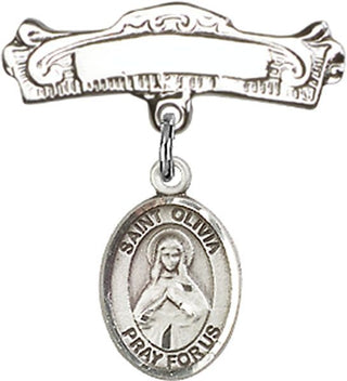 Sterling Silver Badge Pin St. Olivia Baby Badge - Engravable