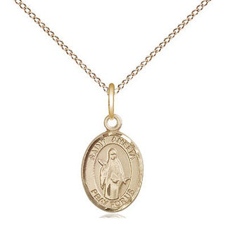 14kt Gold Saint Amelia Medal Engraved Catholic Saint Jewelry