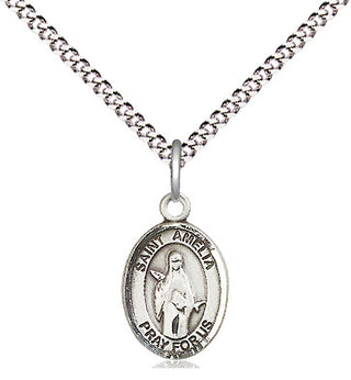Pewter Saint Amelia Medal Religious and Catholic Jewelry Engraved Catholic Saint Jewelry