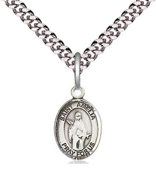 Pewter Saint Amelia Medal Religious and Catholic Jewelry Engraved Catholic Saint Jewelry