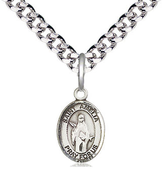 Pewter Saint Amelia Medal Religious and Catholic Jewelry Engraved Catholic Saint Jewelry