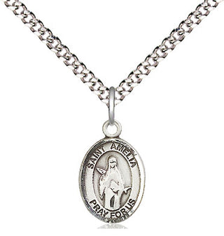Pewter Saint Amelia Medal Religious and Catholic Jewelry Engraved Catholic Saint Jewelry