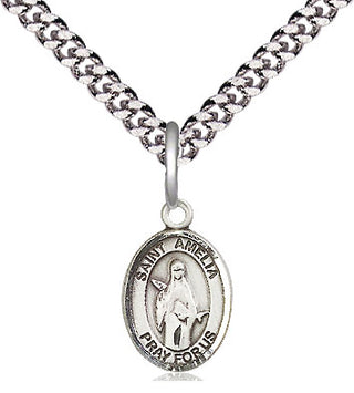 Pewter Saint Amelia Medal Religious and Catholic Jewelry Engraved Catholic Saint Jewelry