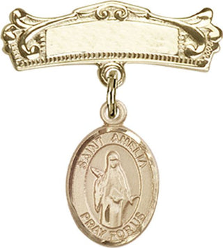 14kt Gold Filled Badge Pin St. Amelia Baby Badge - Engravable