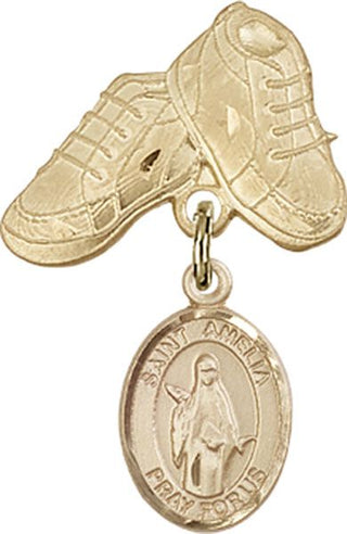 14kt Gold Baby Boots St. Amelia Baby Badge - Engravable