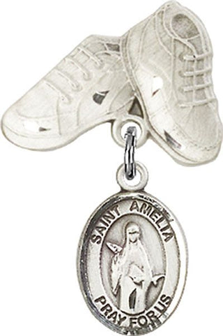 Sterling Silver Baby Boots St. Amelia Baby Badge - Engravable