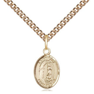 14kt Gold Saint Zoe of Rome Medal Engraved Catholic Saint Jewelry