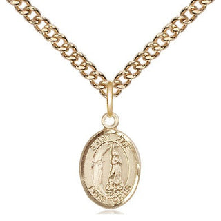 14kt Gold Saint Zoe of Rome Medal Engraved Catholic Saint Jewelry