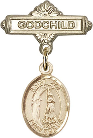 14kt Gold Godchild St. Zoe of Rome Baby Badge - Engravable