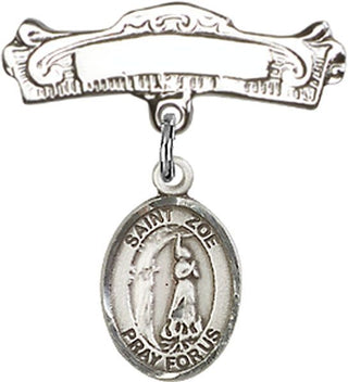 Sterling Silver Badge Pin St. Zoe of Rome Baby Badge - Engravable