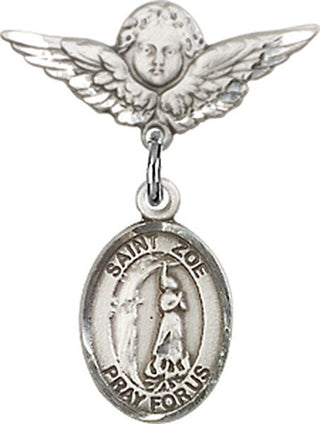 Sterling Silver Small Angel w/Wings St. Zoe of Rome Baby Badge - Engravable