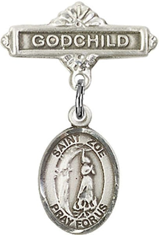 Sterling Silver Godchild St. Zoe of Rome Baby Badge - Engravable
