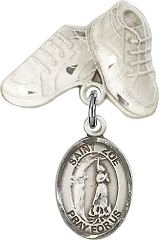 Sterling Silver Baby Boots St. Zoe of Rome Baby Badge - Engravable