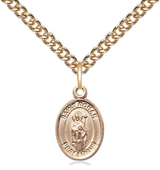 14kt Gold Saint Ronan Medal Engraved Catholic Saint Jewelry
