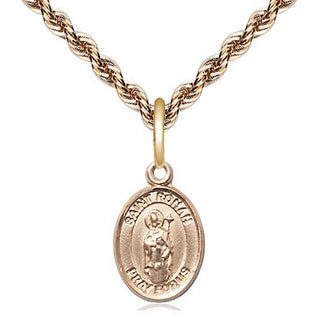 14kt Gold Saint Ronan Medal Engraved Catholic Saint Jewelry