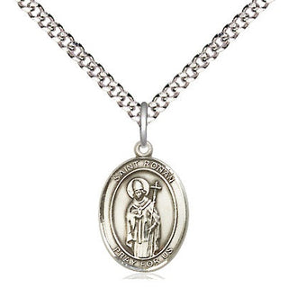 Pewter Saint Ronan Medal Religious and Catholic Jewelry Engraved Catholic Saint Jewelry