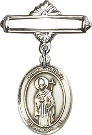 Sterling Silver Polished Badge Pin St. Ronan Baby Badge - Engravable