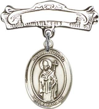 Sterling Silver Badge Pin St. Ronan Baby Badge - Engravable