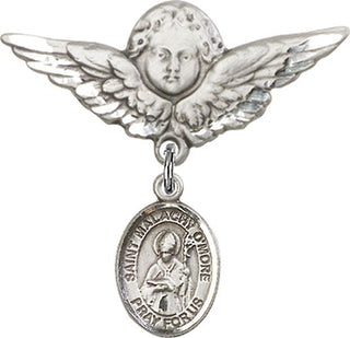Sterling Silver Large Angel w/Wings St. Malachy O'More Baby Badge - Engravable