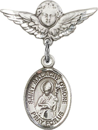 Sterling Silver Small Angel w/Wings St. Malachy O'More Baby Badge - Engravable