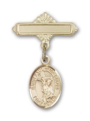 14kt Gold Filled Polished Badge Pin St. Paul of the Cross Baby Badge - Engravable