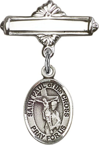 Sterling Silver Polished Badge Pin St. Paul of the Cross Baby Badge - Engravable