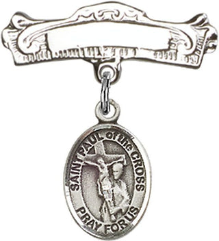 Sterling Silver Badge Pin St. Paul of the Cross Baby Badge - Engravable