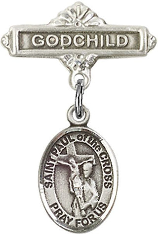 Sterling Silver Godchild St. Paul of the Cross Baby Badge - Engravable