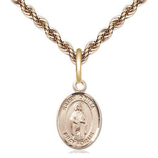 14kt Gold Saint Odilia Medal Engraved Catholic Saint Jewelry