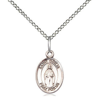 Sterling Silver Saint Odilia Medal Religious and Catholic Jewelry Engraved Catholic Saint Jewelry