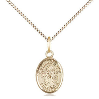 14kt Gold Saint Christina the Astonishing Medal Engraved Catholic Saint Jewelry