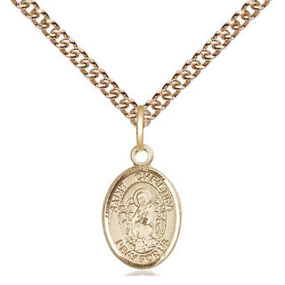 14kt Gold Saint Christina the Astonishing Medal Engraved Catholic Saint Jewelry