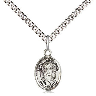 Pewter Saint Christina the Astonishing Medal Religious and Catholic Jewelry Engraved Catholic Saint Jewelry
