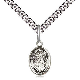 Pewter Saint Christina the Astonishing Medal Religious and Catholic Jewelry Engraved Catholic Saint Jewelry
