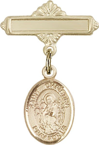 14kt Gold Polished Badge Pin St. Christina the Astonishing Baby Badge - Engravable