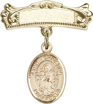 14kt Gold Badge Pin St. Christina the Astonishing Baby Badge - Engravable