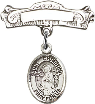 Sterling Silver Badge Pin St. Christina the Astonishing Baby Badge - Engravable