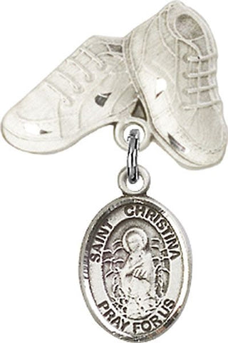 Sterling Silver Baby Boots St. Christina the Astonishing Baby Badge - Engravable