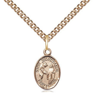 14kt Gold Filled Saint Columbanus Medal Religious and Catholic Jewelry Engraved Catholic Saint Jewelry