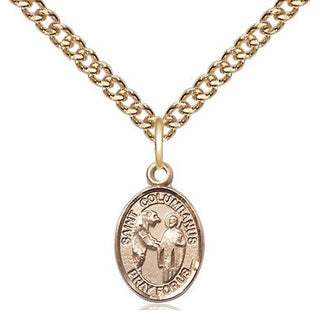 14kt Gold Filled Saint Columbanus Medal Religious and Catholic Jewelry Engraved Catholic Saint Jewelry