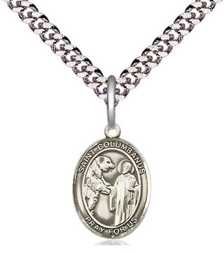 Pewter Saint Columbanus Medal Religious and Catholic Jewelry Engraved Catholic Saint Jewelry