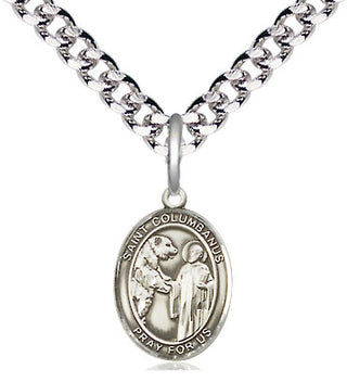 Pewter Saint Columbanus Medal Religious and Catholic Jewelry Engraved Catholic Saint Jewelry