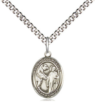 Pewter Saint Columbanus Medal Religious and Catholic Jewelry Engraved Catholic Saint Jewelry