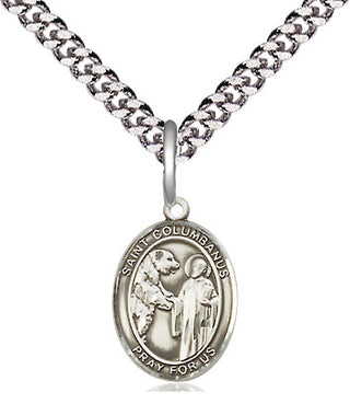 Pewter Saint Columbanus Medal Religious and Catholic Jewelry Engraved Catholic Saint Jewelry
