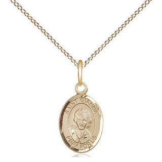 14kt Gold Saint Gianna Medal Engraved Catholic Saint Jewelry