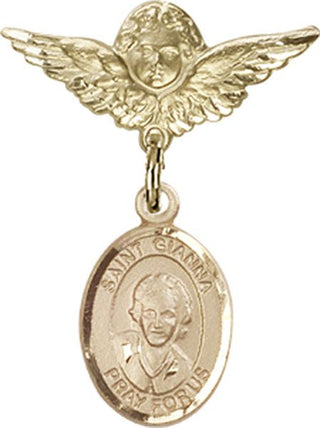 14kt Gold Filled Small Angel w/Wings St. Gianna Beretta Molla Baby Badge - Engravable